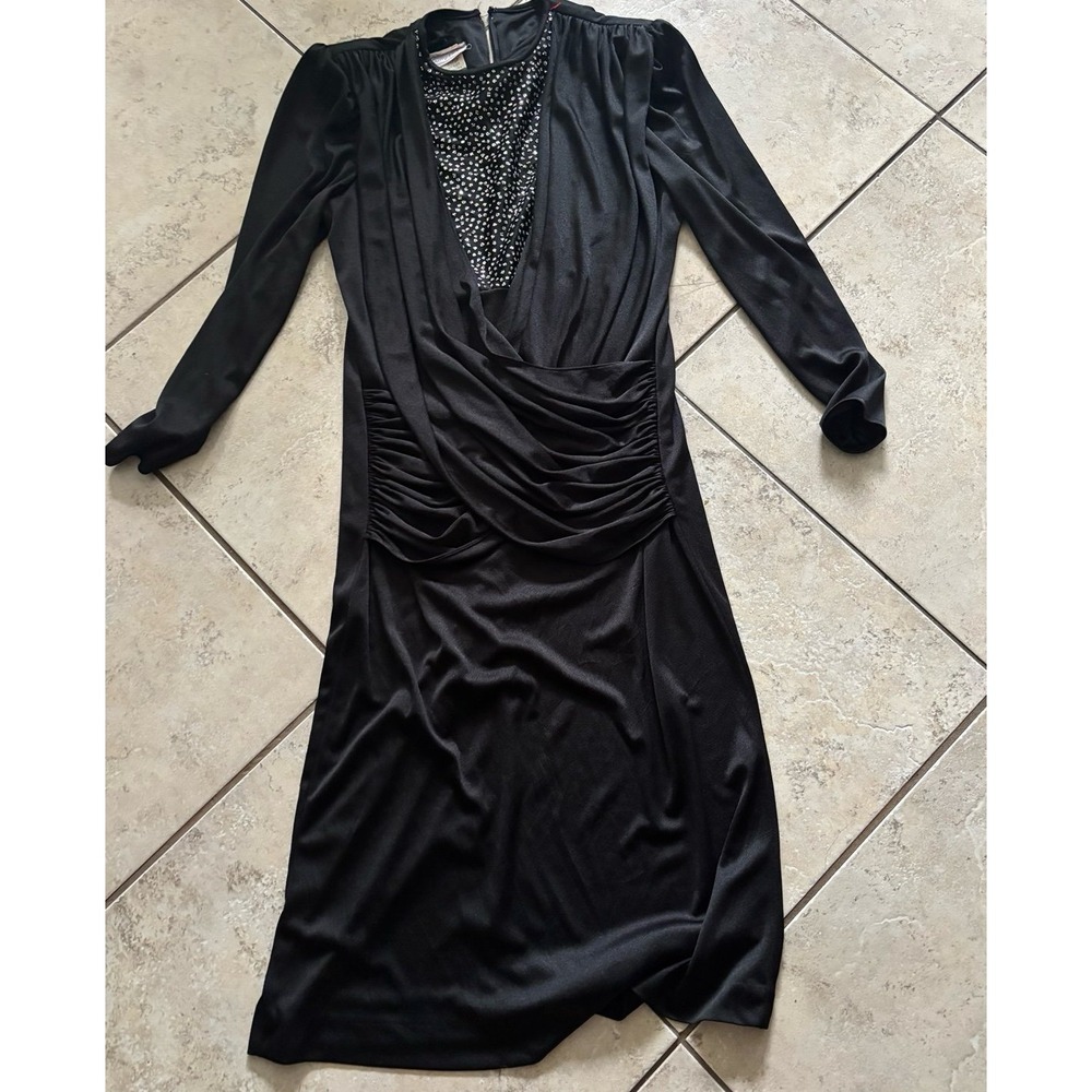 Vintage Amy Deb draped glitter‎ sequin dress size 12